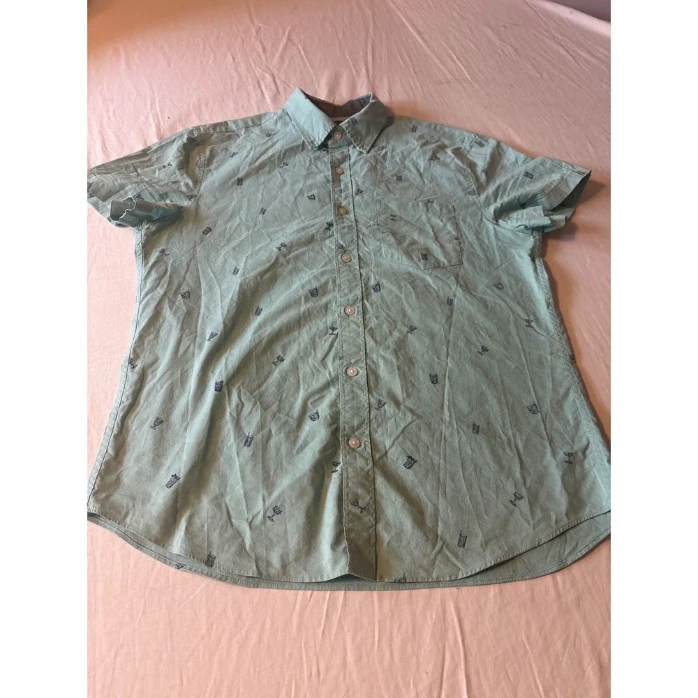 J.Crew Button Down Shirt Mens M Mint Green Cocktail Print H4743 SU18